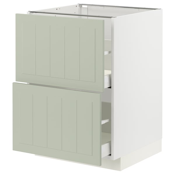METOD / MAXIMERA base cb 2 fronts/2 high drawers, white/Stensund light green, 60x60 cm