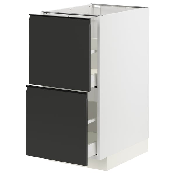 METOD / MAXIMERA base cb 2 fronts/2 high drawers, white/Upplöv matt anthracite, 40x60 cm