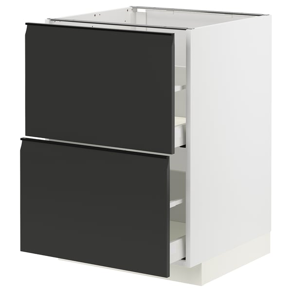 METOD / MAXIMERA base cb 2 fronts/2 high drawers, white/Upplöv matt anthracite, 60x60 cm
