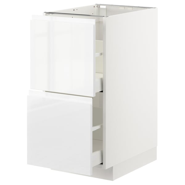 METOD / MAXIMERA base cb 2 fronts/2 high drawers, white/Voxtorp high-gloss/white, 40x60 cm