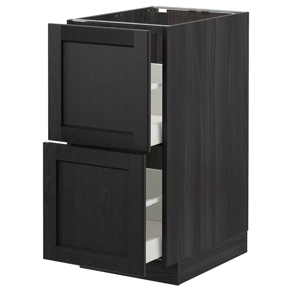 METOD / MAXIMERA base cb 2 fronts/2 high drawers, black/Lerhyttan black stained, 40.0x80.0x60.0 cm