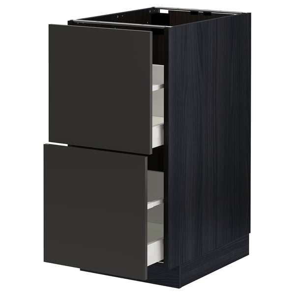 METOD / MAXIMERA base cb 2 fronts/2 high drawers, black/Nickebo matt anthracite, 40.0x80.0x60.0 cm