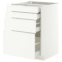 METOD / MAXIMERA base cab 4 frnts/4 drawers, white/Aspudden matt white, 60x60 cm