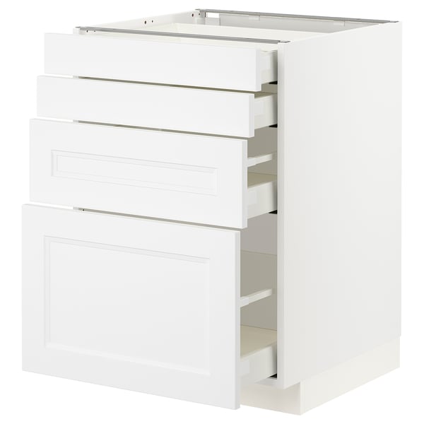 METOD / MAXIMERA base cab 4 frnts/4 drawers, white/Axstad matt white, 60x60 cm