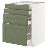 METOD / MAXIMERA base cab 4 frnts/4 drawers, white/Axstad grey-green, 60x60 cm