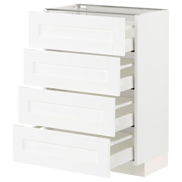 METOD / MAXIMERA base cab 4 frnts/4 drawers, white Enköping/white wood effect, 60x37 cm