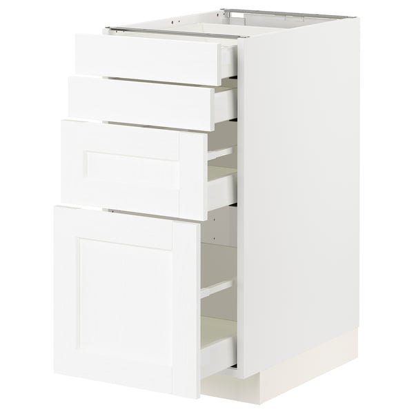 METOD / MAXIMERA base cab 4 frnts/4 drawers, white Enköping/white wood effect, 40x60 cm