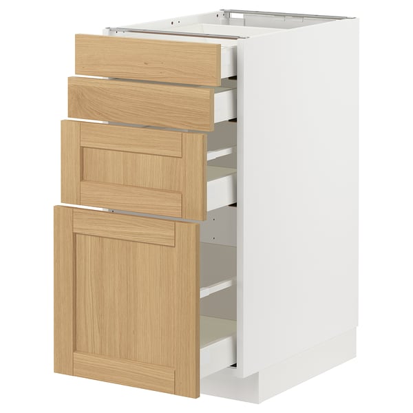 METOD / MAXIMERA base cab 4 frnts/4 drawers, white/Forsbacka oak, 40x60 cm