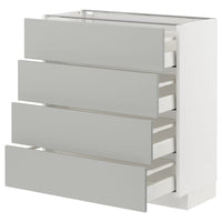 METOD / MAXIMERA base cab 4 frnts/4 drawers, white/Havstorp light grey, 80x37 cm