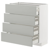 METOD / MAXIMERA base cab 4 frnts/4 drawers, white/Havstorp light grey, 80x37 cm