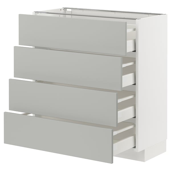 METOD / MAXIMERA base cab 4 frnts/4 drawers, white/Havstorp light grey, 80x37 cm