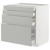 METOD / MAXIMERA base cab 4 frnts/4 drawers, white/Havstorp light grey, 80x60 cm