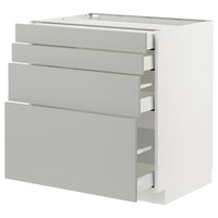 METOD / MAXIMERA base cab 4 frnts/4 drawers, white/Havstorp light grey, 80x60 cm