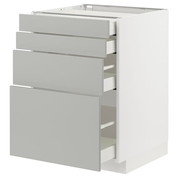 METOD / MAXIMERA - Base cab 4 frnts/4 drawers, white/Havstorp light grey, 60x60 cm