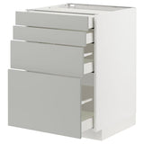 METOD / MAXIMERA base cab 4 frnts/4 drawers, white/Havstorp light grey, 60x60 cm