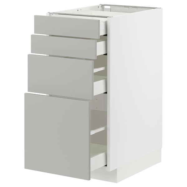 Ikea METOD / MAXIMERA - Base cab 4 frnts/4 drawers, white/Havstorp light grey, 40x60 cm