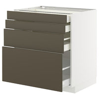 METOD / MAXIMERA base cab 4 frnts/4 drawers, white/Havstorp brown-beige, 80x60 cm