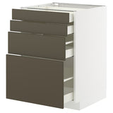METOD / MAXIMERA base cab 4 frnts/4 drawers, white/Havstorp brown-beige, 60x60 cm