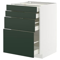 METOD / MAXIMERA base cab 4 frnts/4 drawers, white/Havstorp deep green, 60x60 cm