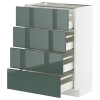 METOD / MAXIMERA base cab 4 frnts/4 drawers, white/Kallarp high-gloss dark grey-green, 60x37 cm