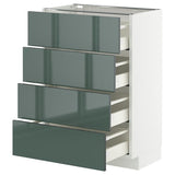 METOD / MAXIMERA base cab 4 frnts/4 drawers, white/Kallarp high-gloss dark grey-green, 60x37 cm