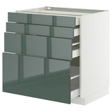 METOD / MAXIMERA base cab 4 frnts/4 drawers, white/Kallarp high-gloss dark grey-green, 80x60 cm