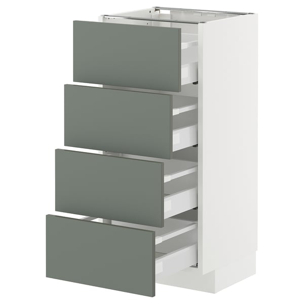 METOD / MAXIMERA base cab 4 frnts/4 drawers, white/Nickebo matt grey-green, 40x37 cm