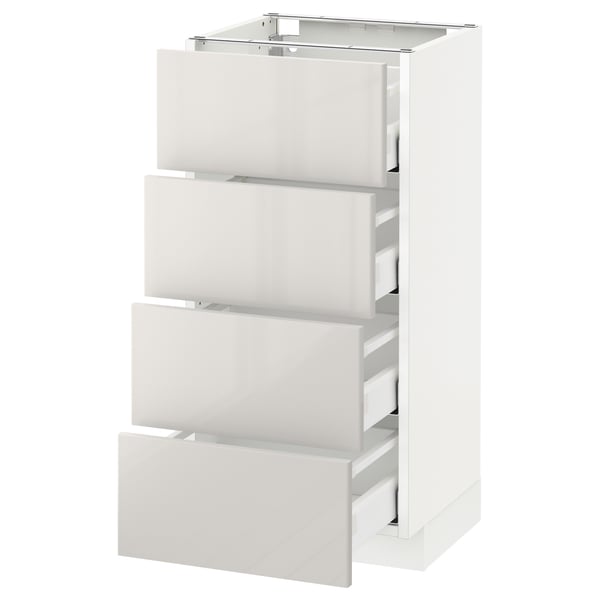 METOD / MAXIMERA base cab 4 frnts/4 drawers, white/Ringhult light grey, 40x37 cm