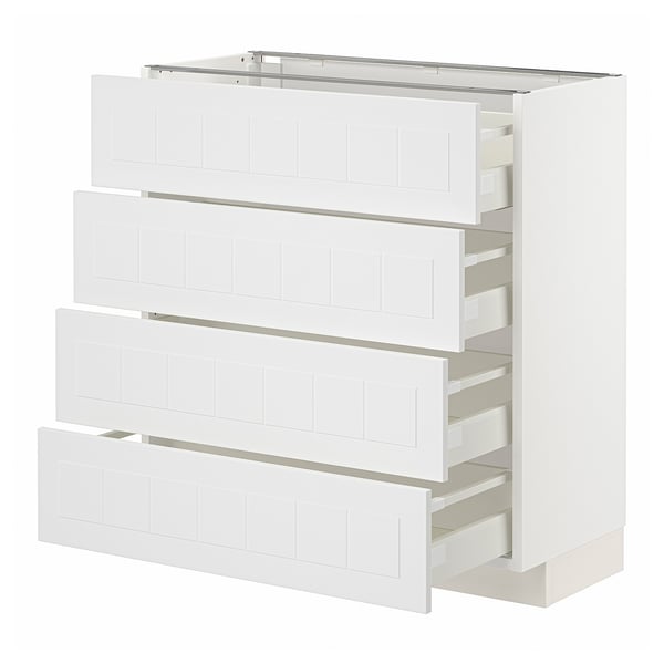 METOD / MAXIMERA base cab 4 frnts/4 drawers, white/Stensund white, 80x37 cm