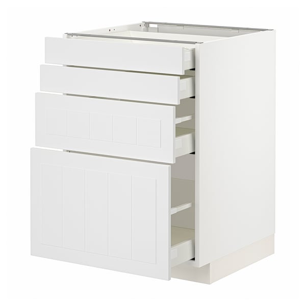 METOD / MAXIMERA base cab 4 frnts/4 drawers, white/Stensund white, 60x60 cm