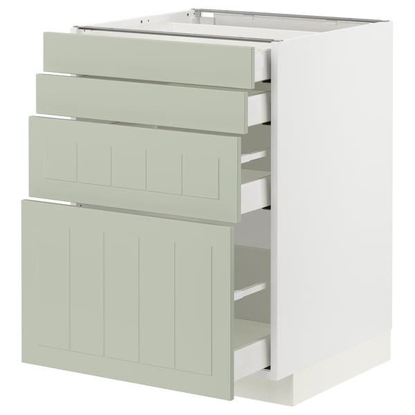 METOD / MAXIMERA base cab 4 frnts/4 drawers, white/Stensund light green, 60x60 cm