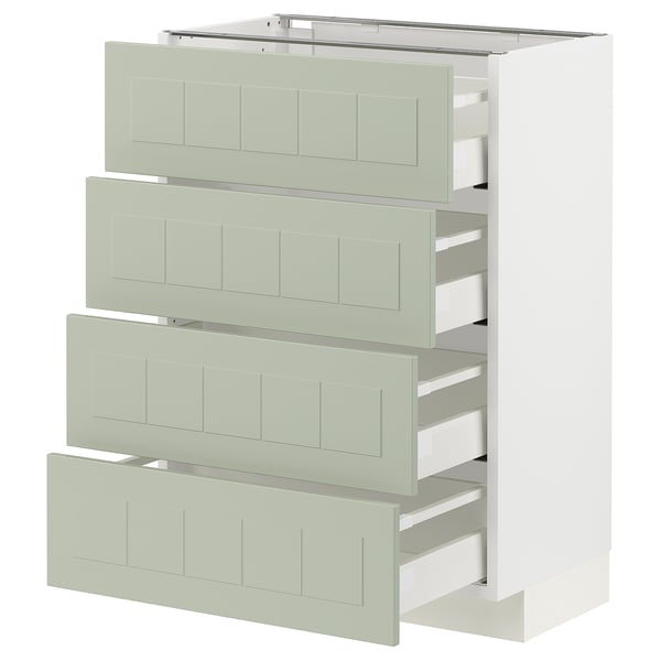 METOD / MAXIMERA base cab 4 frnts/4 drawers, white/Stensund light green, 60x37 cm
