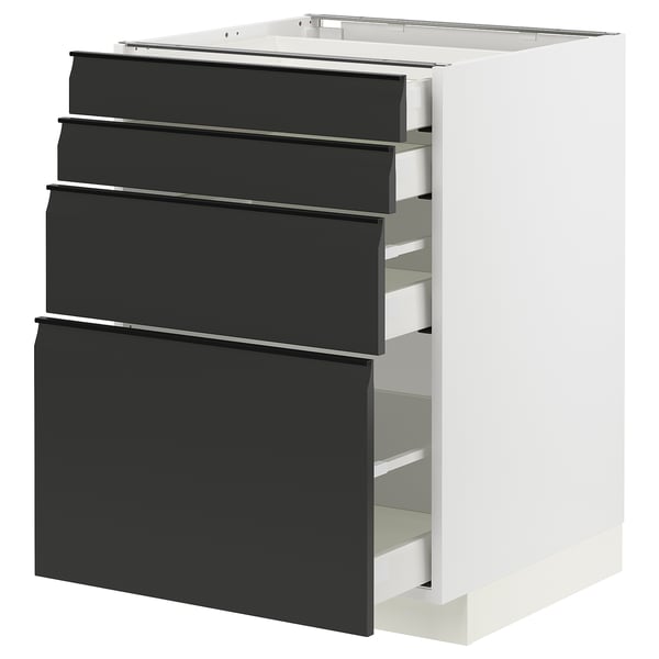 METOD / MAXIMERA base cab 4 frnts/4 drawers, white/Upplöv matt anthracite, 60x60 cm