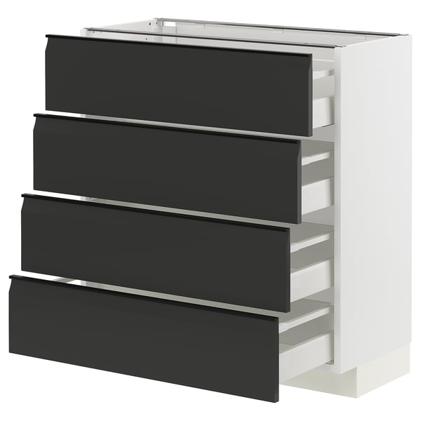 METOD / MAXIMERA base cab 4 frnts/4 drawers, white/Upplöv matt anthracite, 80x37 cm