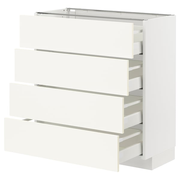 METOD / MAXIMERA base cab 4 frnts/4 drawers, white/Vallstena white, 80x37 cm