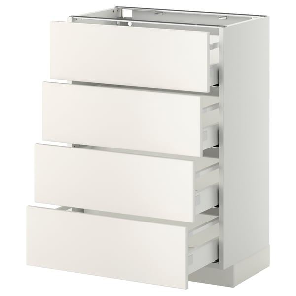 METOD / MAXIMERA base cab 4 frnts/4 drawers, white/Veddinge white, 60x37 cm