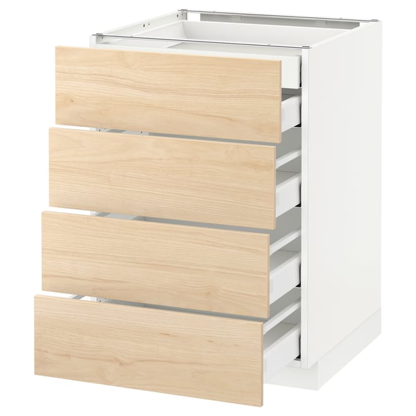 METOD / MAXIMERA base cb 4 frnts/2 low/3 md drwrs, white/Askersund light ash effect, 60x60 cm