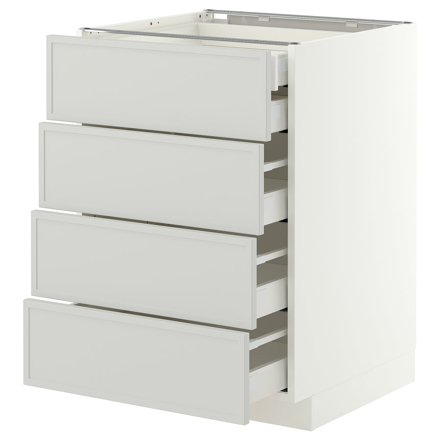 METOD / MAXIMERA base cb 4 frnts/2 low/3 md drwrs, white/Aspudden light grey, 60x60 cm