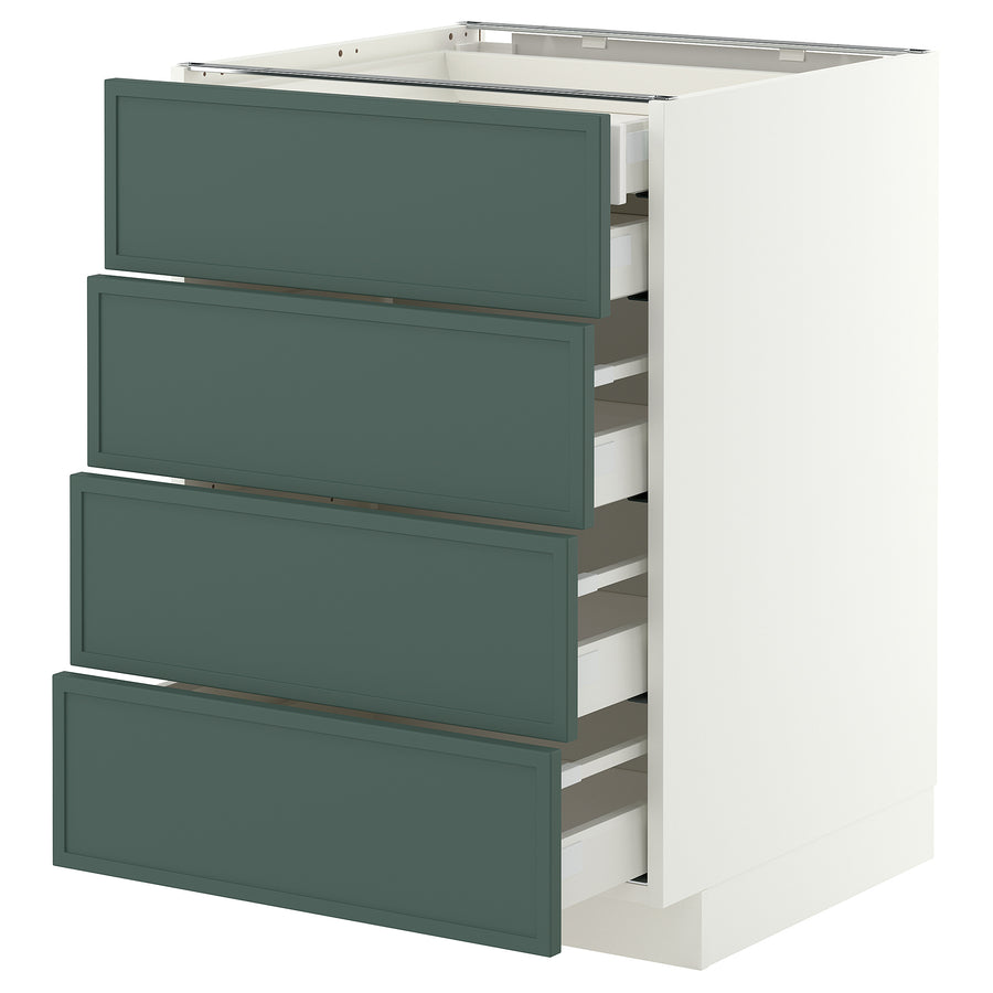 METOD / MAXIMERA base cb 4 frnts/2 low/3 md drwrs, white/Aspudden dark grey-green, 60.0x80.0x60.0 cm