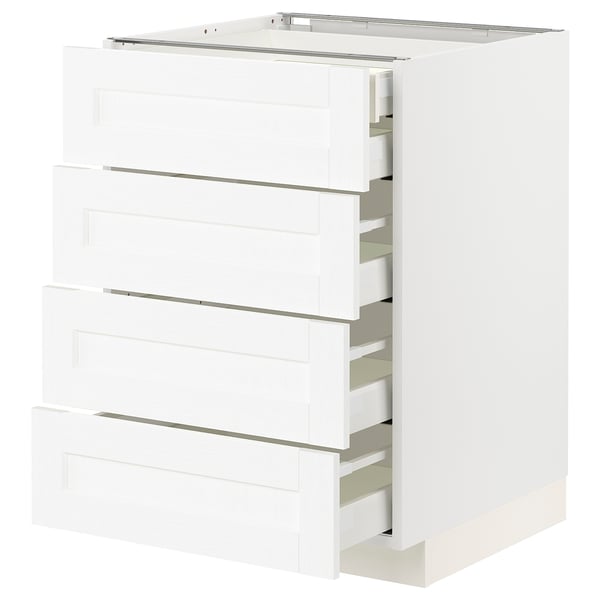 METOD / MAXIMERA base cb 4 frnts/2 low/3 md drwrs, white Enköping/white wood effect, 60x60 cm