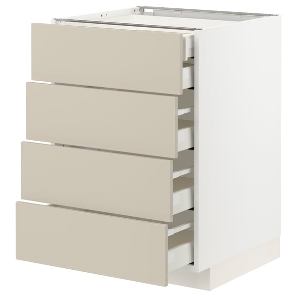METOD / MAXIMERA base cb 4 frnts/2 low/3 md drwrs, white/Havstorp beige, 60x60 cm