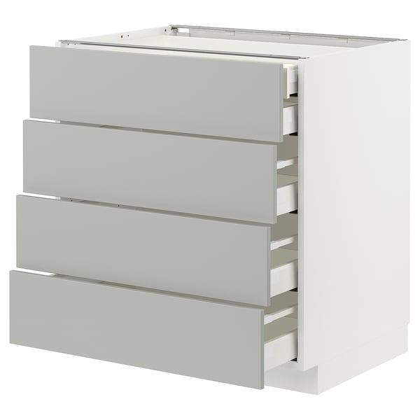METOD / MAXIMERA base cb 4 frnts/2 low/3 md drwrs, white/Havstorp light grey, 80x60 cm