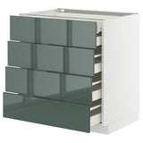 METOD / MAXIMERA base cb 4 frnts/2 low/3 md drwrs, white/Kallarp high-gloss dark grey-green, 80x60 cm
