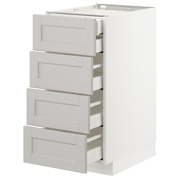 METOD / MAXIMERA base cb 4 frnts/2 low/3 md drwrs, white/Lerhyttan light grey, 40x60 cm