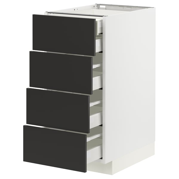 METOD / MAXIMERA base cb 4 frnts/2 low/3 md drwrs, white/Nickebo matt anthracite, 40x60 cm