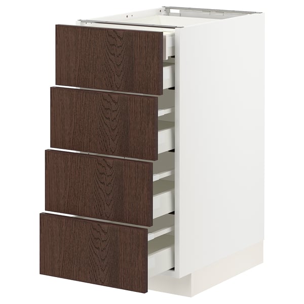 METOD / MAXIMERA base cb 4 frnts/2 low/3 md drwrs, white/Sinarp brown, 40x60 cm