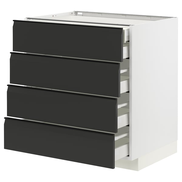 METOD / MAXIMERA base cb 4 frnts/2 low/3 md drwrs, white/Upplöv matt anthracite, 80x60 cm