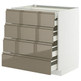 METOD / MAXIMERA base cb 4 frnts/2 low/3 md drwrs, white/Voxtorp high-gloss dark grey-brown, 80x60 cm