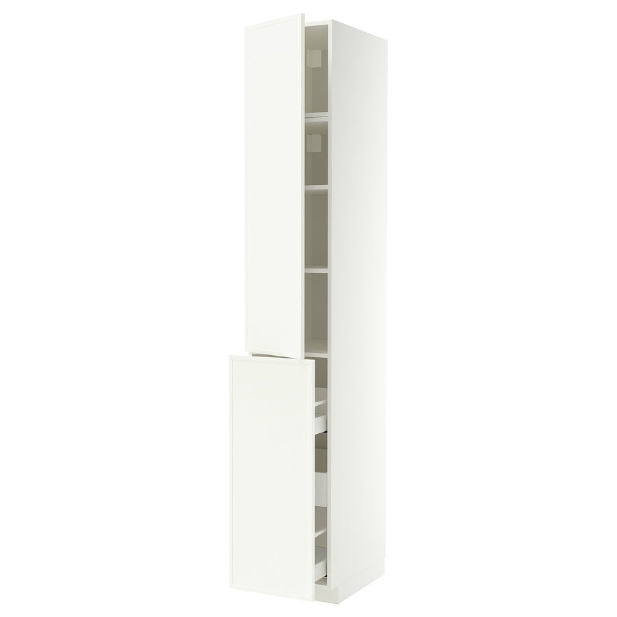 METOD / MAXIMERA hc w p-o func 3drw/1dr/2shlv, white/Aspudden matt white, 40x60x240 cm