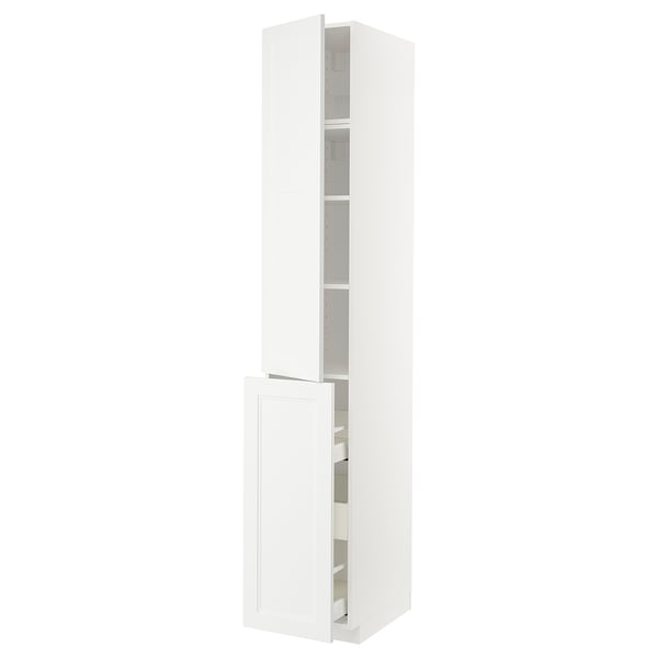 METOD / MAXIMERA hc w p-o func 3drw/1dr/2shlv, white/Axstad matt white, 40x60x240 cm